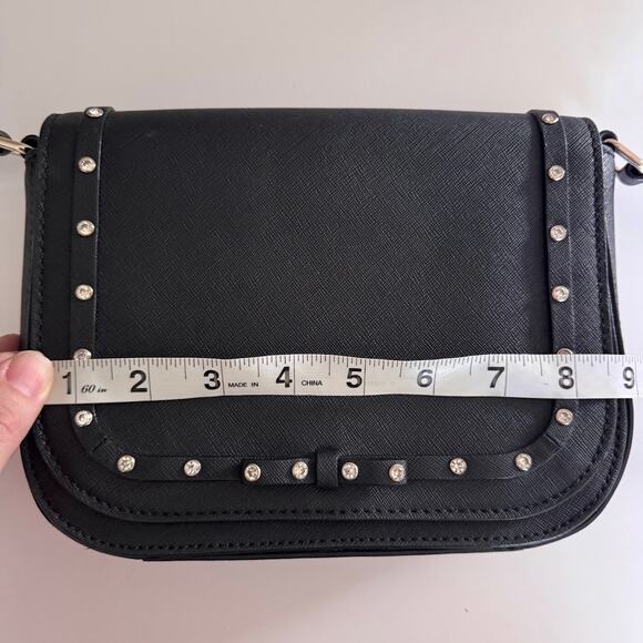 Kate Spade Laurel Way Jeweled Rhinestone Bow Black Leather Crossbody Bag - Picture 3 of 10